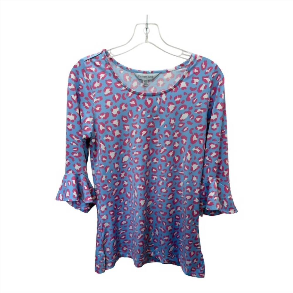 NEW LA MER LUXE women's jaguar maya top in purple multi